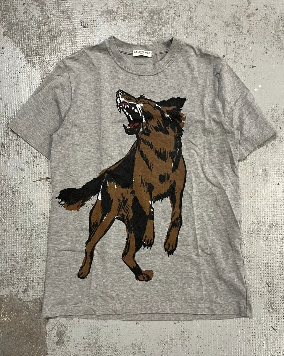 Balenciaga Grey Wolf Graphic T-Shirt SdDekMU 0