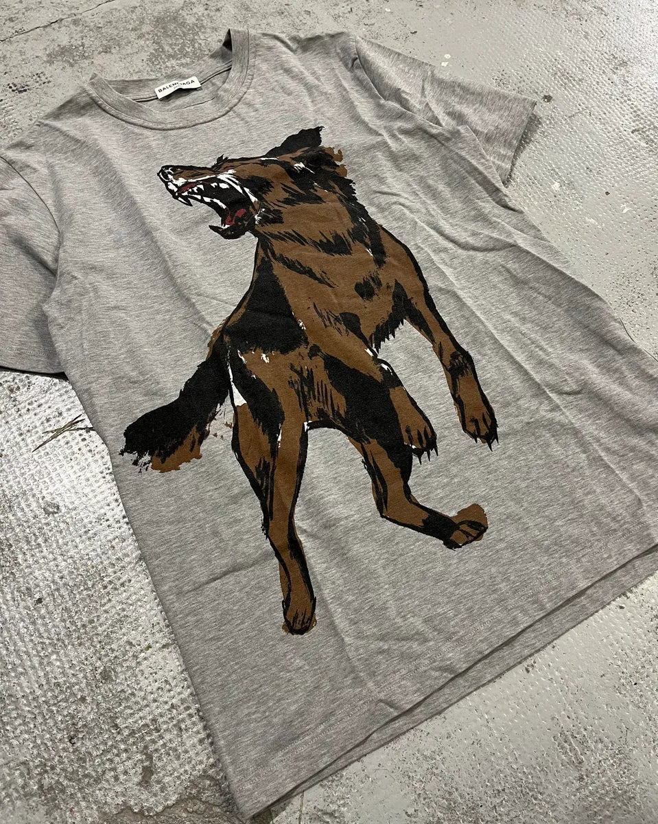 Balenciaga Grey Wolf Graphic T-Shirt SdDekMU 3