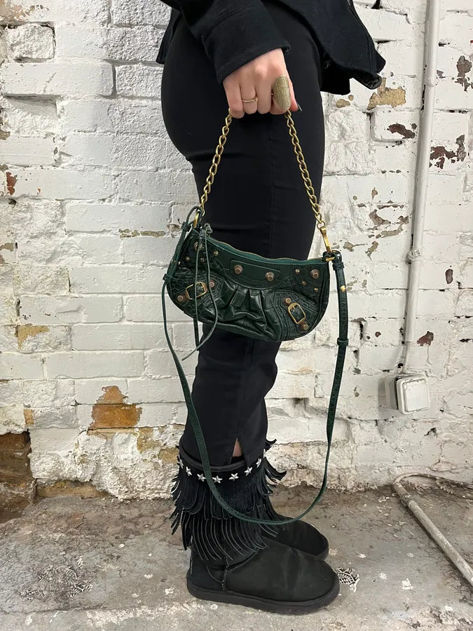 Balenciaga Le Cagole Croco Embossed Green Mini Green City Bag JidUzjE 1