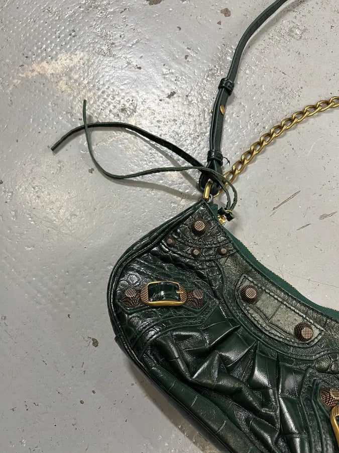 Balenciaga Le Cagole Croco Embossed Green Mini Green City Bag JidUzjE 3