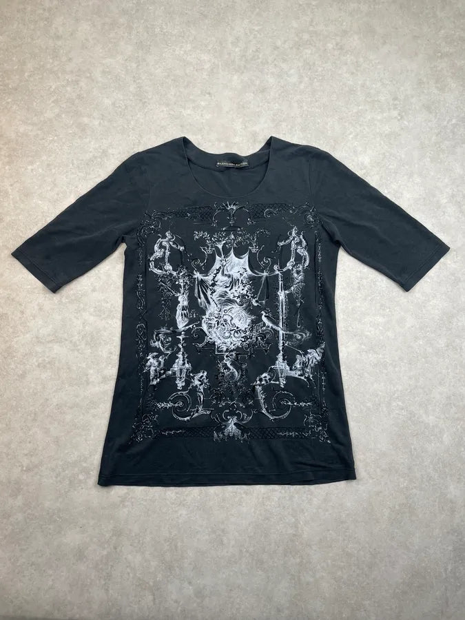 SS2010 Balenciaga Black Transparent Abstract Short Sleeves Top zTEBSoV 4