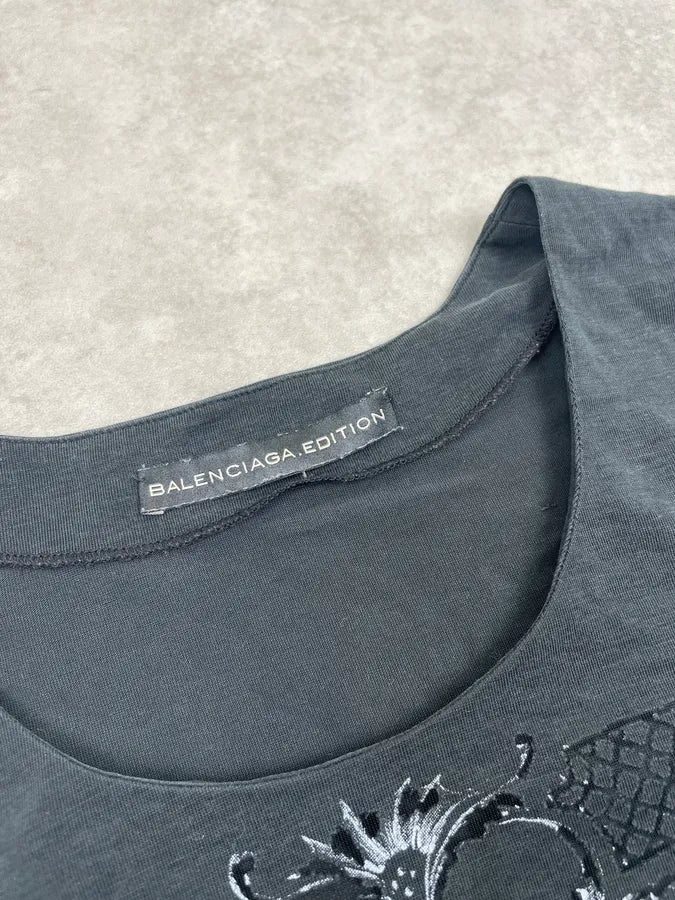 SS2010 Balenciaga Black Transparent Abstract Short Sleeves Top zTEBSoV 7