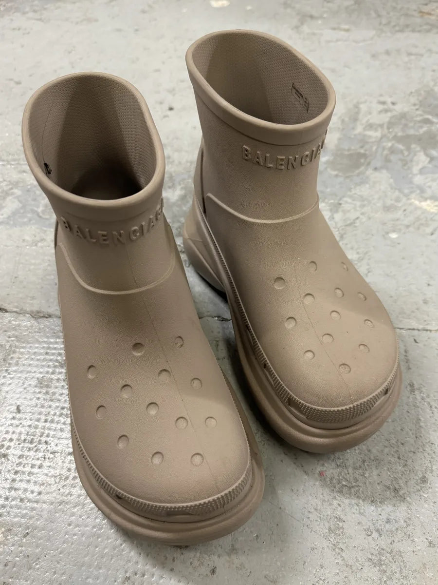 Balenciaga Mid Beige Crocs Platform Shoes SXBSRhs 5