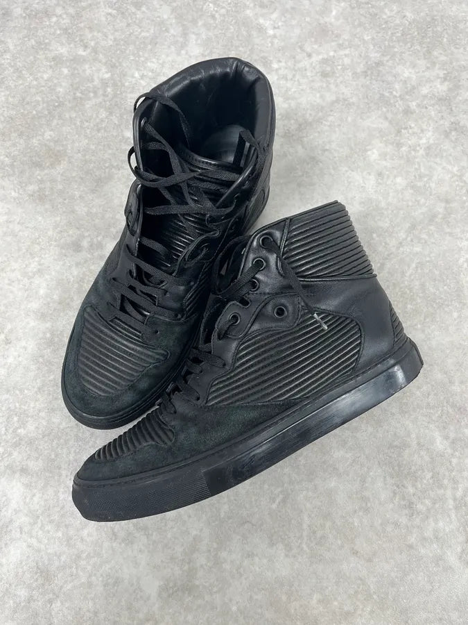 Balenciaga Monochrome Black High Leather Sneakers HpWMLGc 4