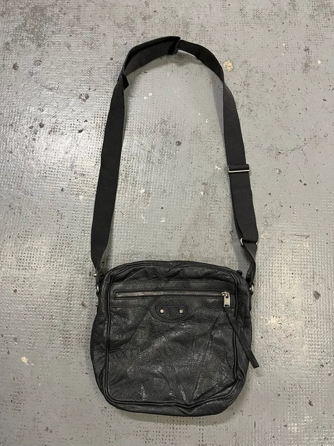 Balenciaga Moto Black Leather Crossbody Bag ZZvciio 0