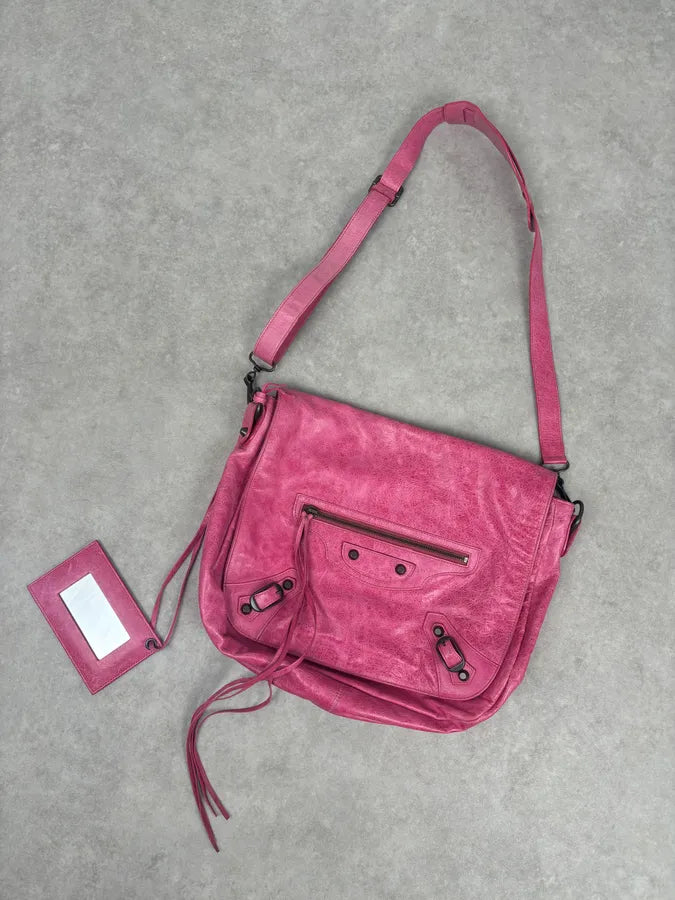 Balenciaga Moto City Messenger Studded Pink Bag pzvXRtx 5