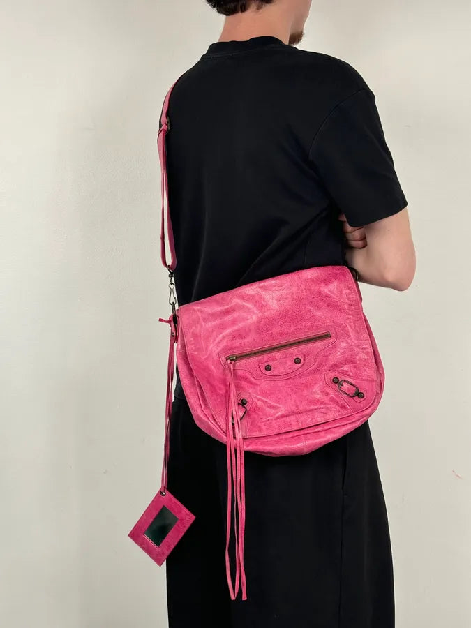 Balenciaga Moto City Messenger Studded Pink Bag pzvXRtx 2