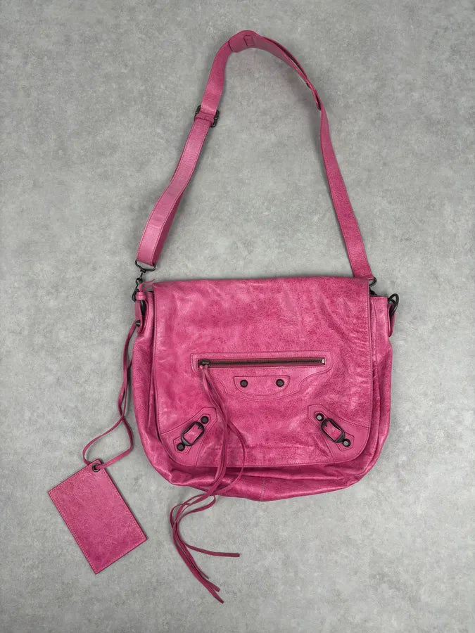 Balenciaga Moto City Messenger Studded Pink Bag pzvXRtx 1