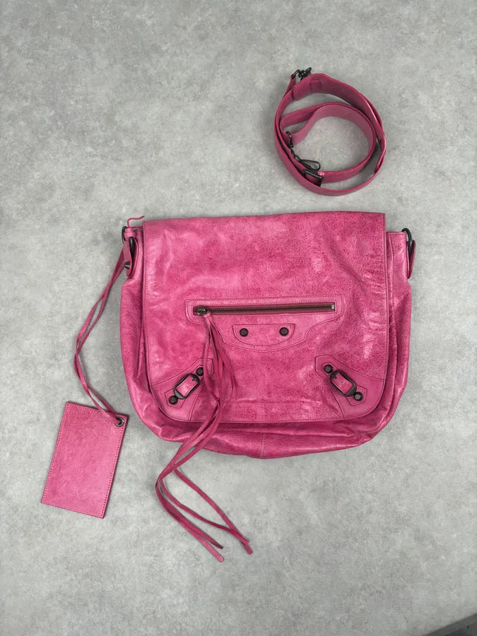 Balenciaga Moto City Messenger Studded Pink Bag pzvXRtx 8