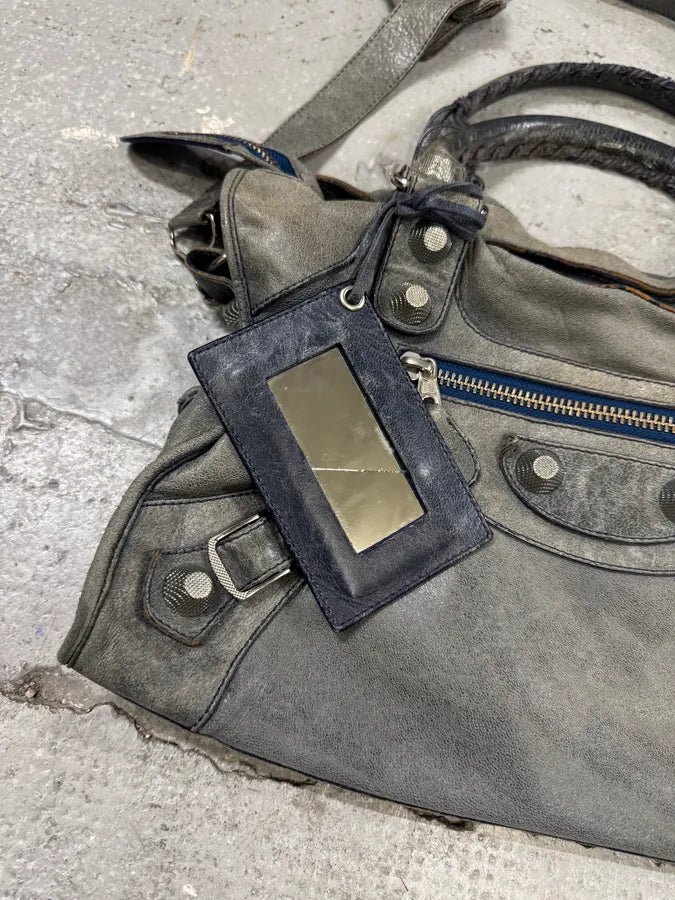 Balenciaga Navy Grey City Leather Bag (OS) 1