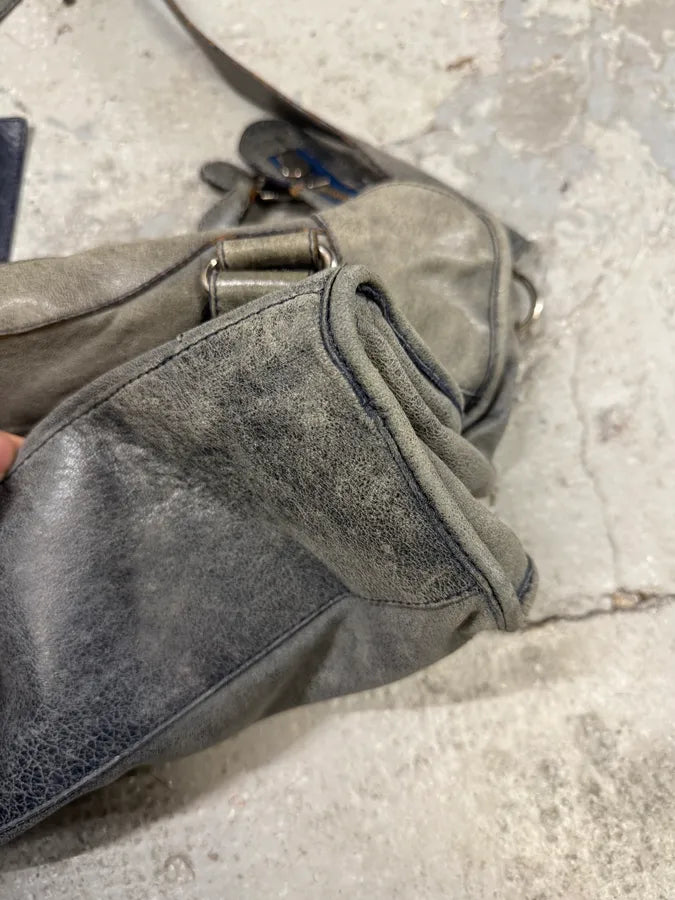 Balenciaga Navy Grey City Leather Bag (OS) 10