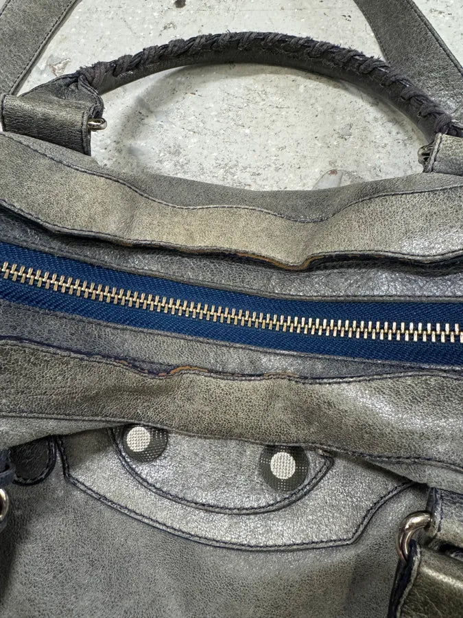 Balenciaga Navy Grey City Leather Bag (OS) 2