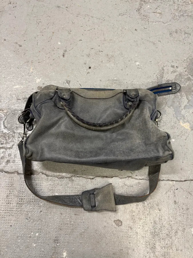 Balenciaga Navy Grey City Leather Bag (OS) 3