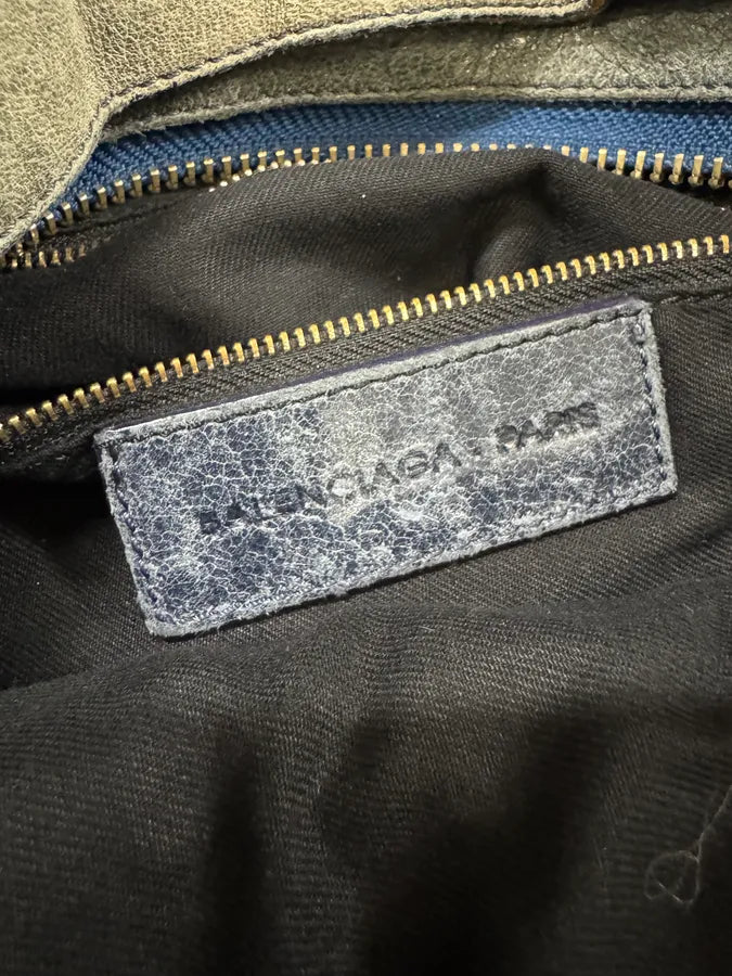 Balenciaga Navy Grey City Leather Bag (OS) 8