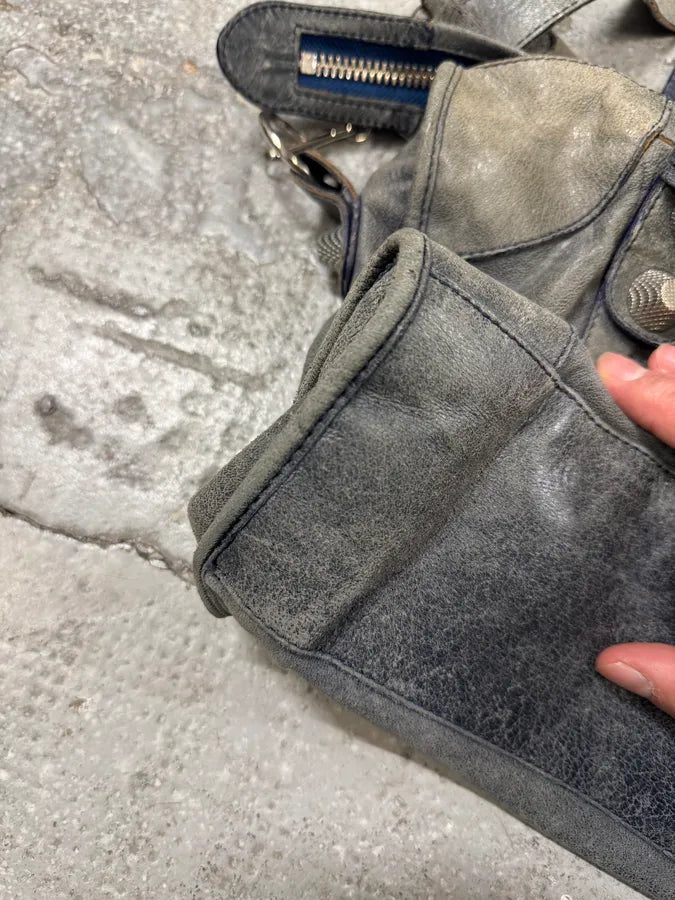Balenciaga Navy Grey City Leather Bag (OS) 9