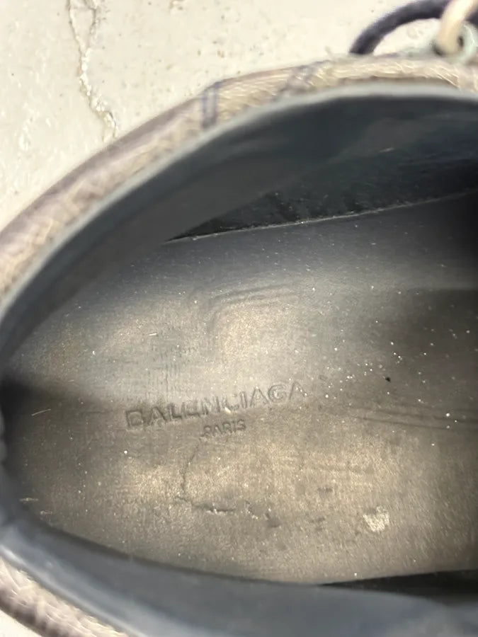 Balenciaga Grey Crackled Effect Leather High-Top Sneakers klEvLXJ 7