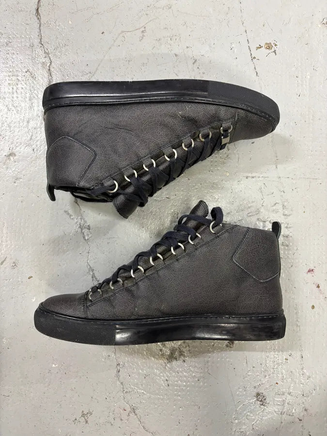 Balenciaga Grey Crackled Effect Leather High-Top Sneakers klEvLXJ 2