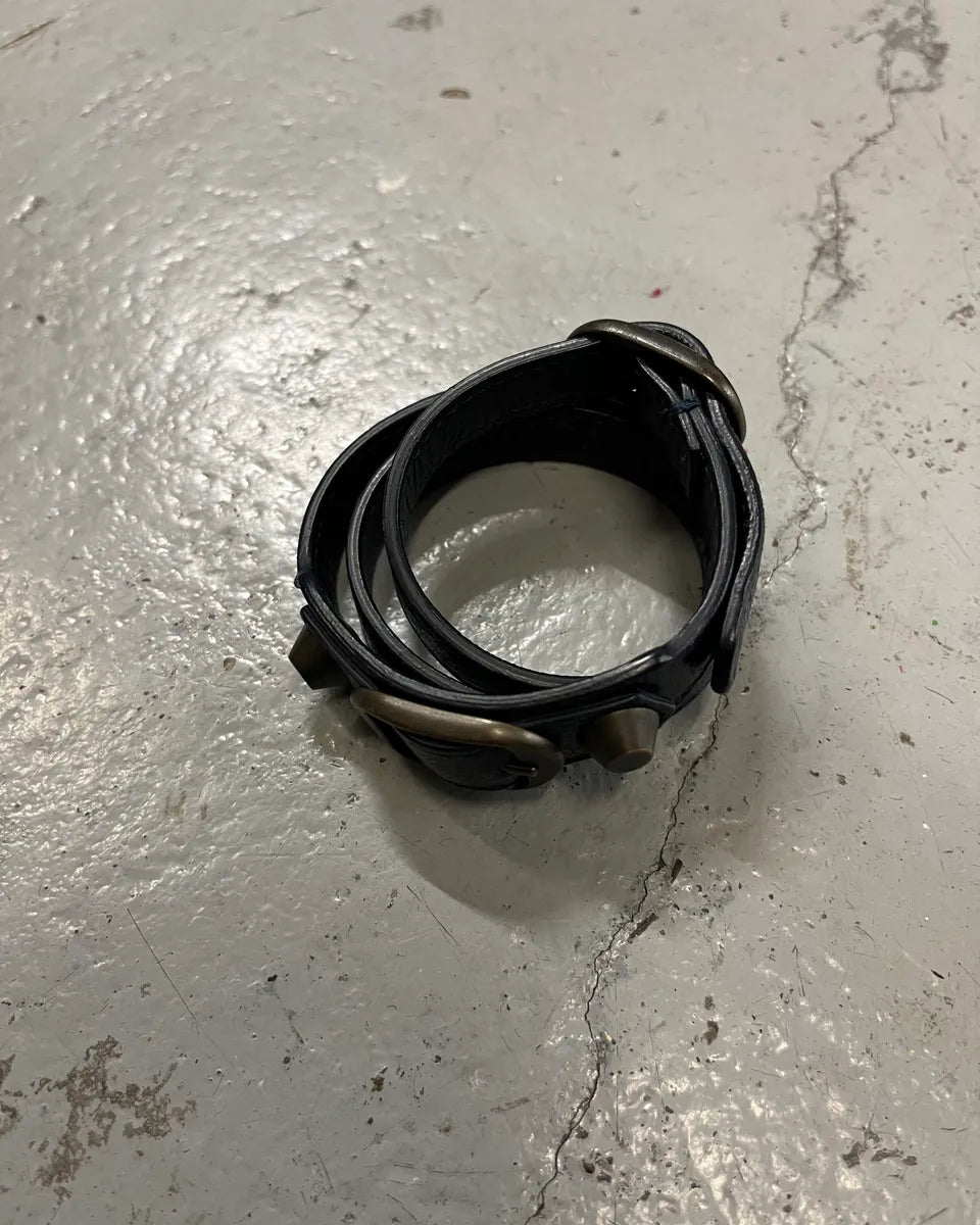 Balenciaga Navy Leather Double-Wrap Buckle Bracelet Ddtvhxz 1