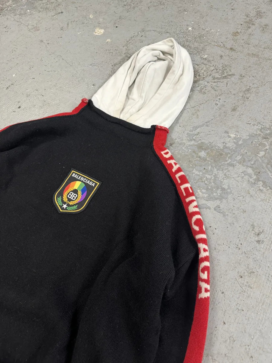 Balenciaga Oversized Logo-Jacquard Wool & Cotton Jersey Hoodie (L/XL) 2
