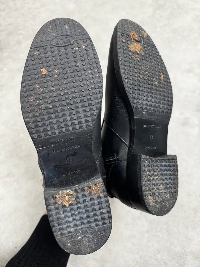 Balenciaga Paris Black Ankle Leather Boots ozFQpbn 6