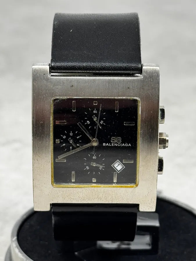 Balenciaga Paris Black Leather Minimalist Watch cCGoZwb 6