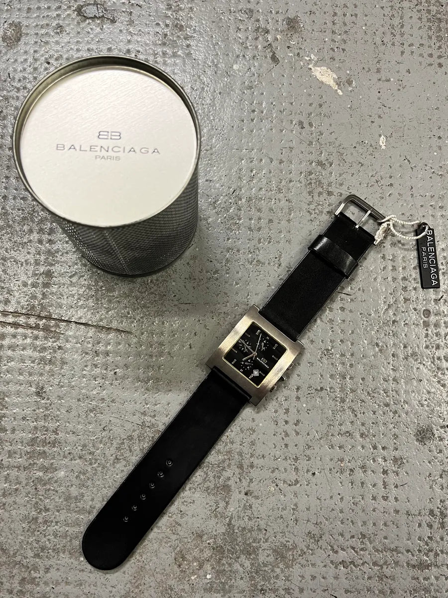 Balenciaga Paris Black Leather Minimalist Watch (OS) epgGGai 0