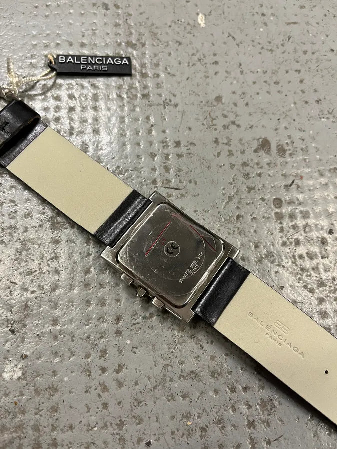 Balenciaga Paris Black Leather Minimalist Watch (OS) epgGGai 12