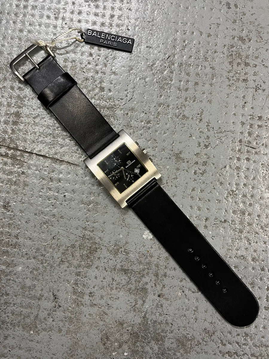 Balenciaga Paris Black Leather Minimalist Watch (OS) epgGGai 5