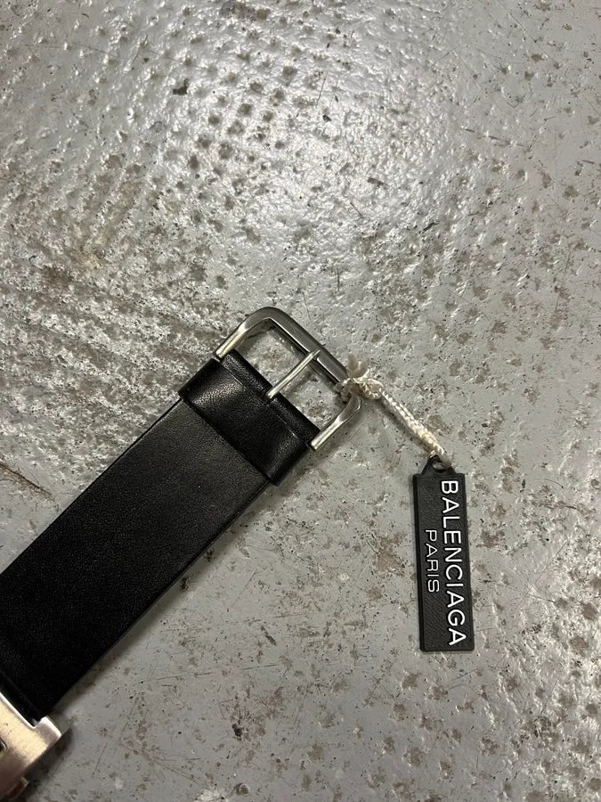 Balenciaga Paris Black Leather Minimalist Watch (OS) epgGGai 8