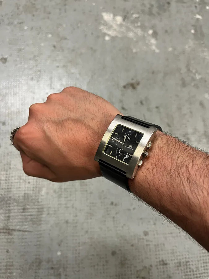Balenciaga Paris Black Leather Minimalist Watch (OS) FAqvoxg 1