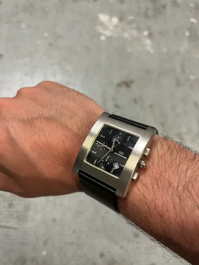 Balenciaga Paris Black Leather Minimalist Watch (OS) FAqvoxg 2