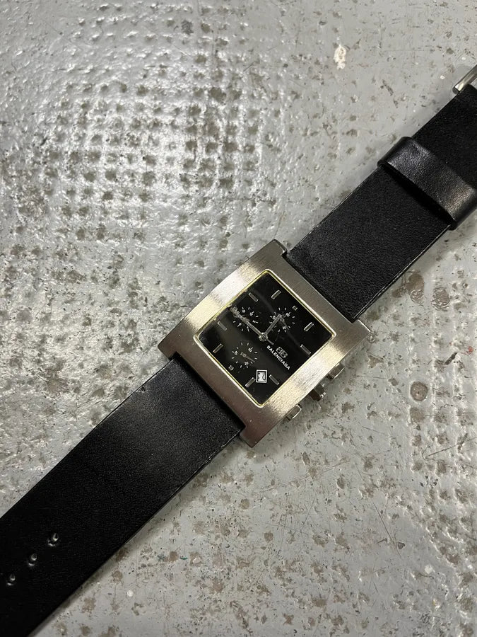 Balenciaga Paris Black Leather Minimalist Watch (OS) FAqvoxg 8