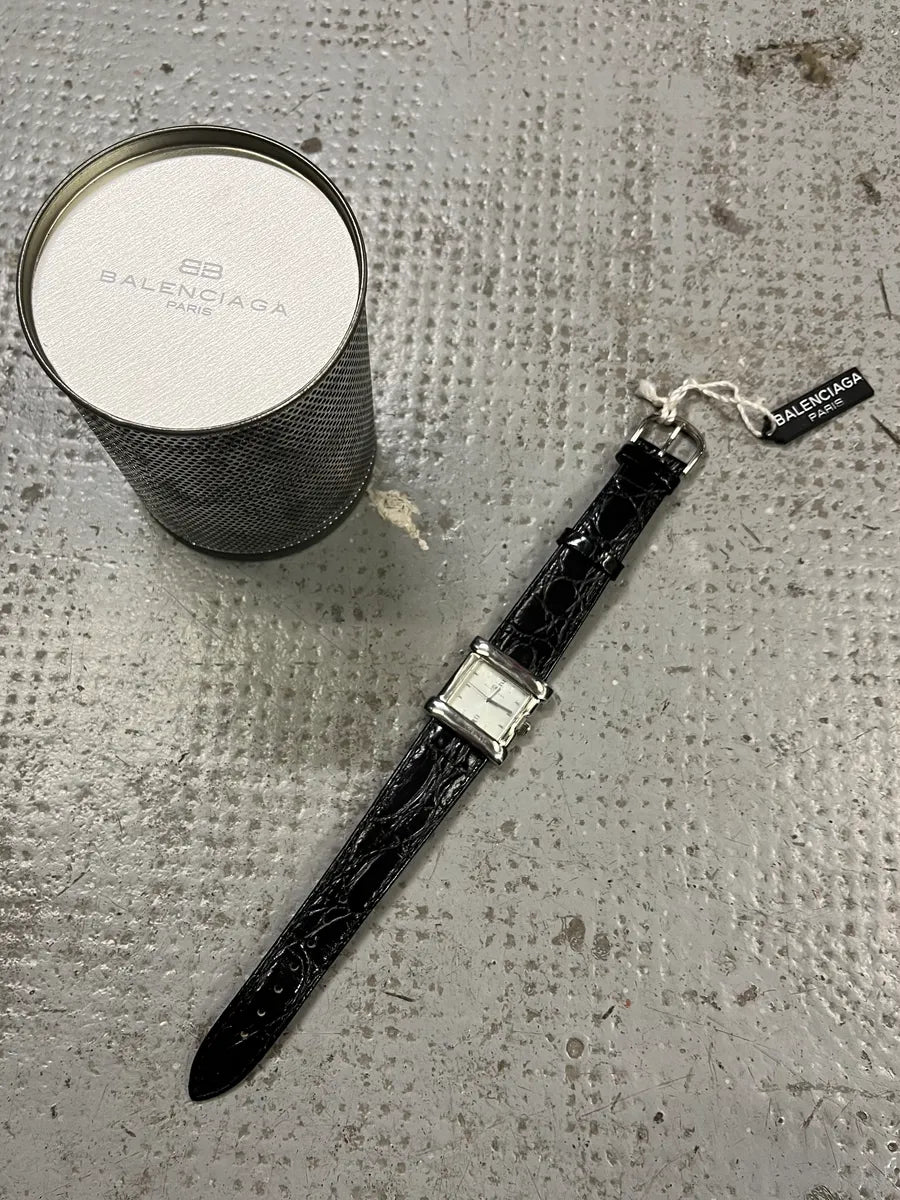 Balenciaga Paris Black Leather Premium Watch (OS) OKCpwCw 0