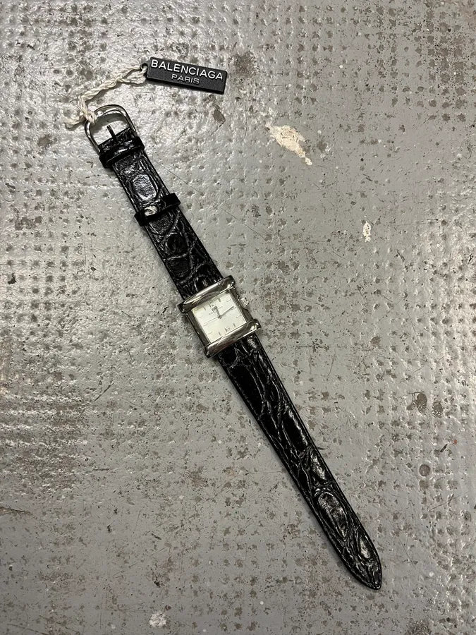 Balenciaga Paris Black Leather Premium Watch (OS) OKCpwCw 5