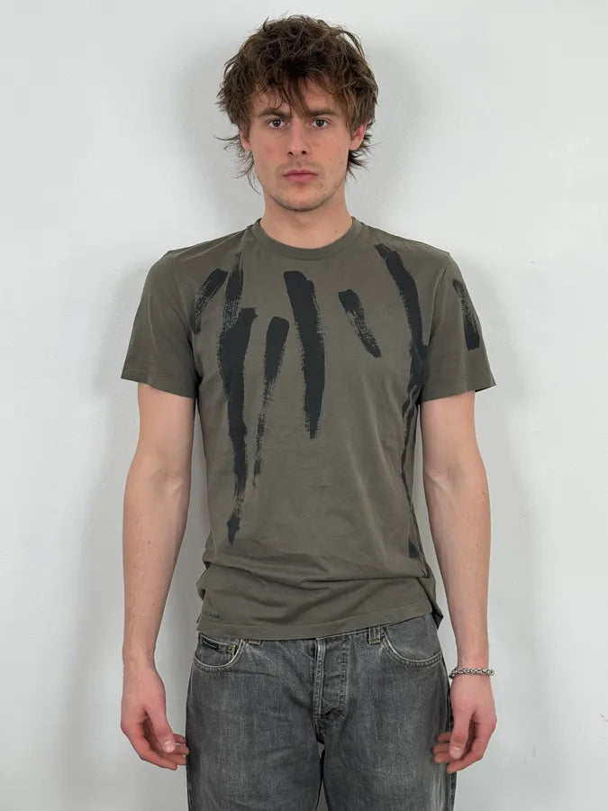 Balenciaga Paris Olive Green Painted Abstract T-Shirt epSSqqP 1