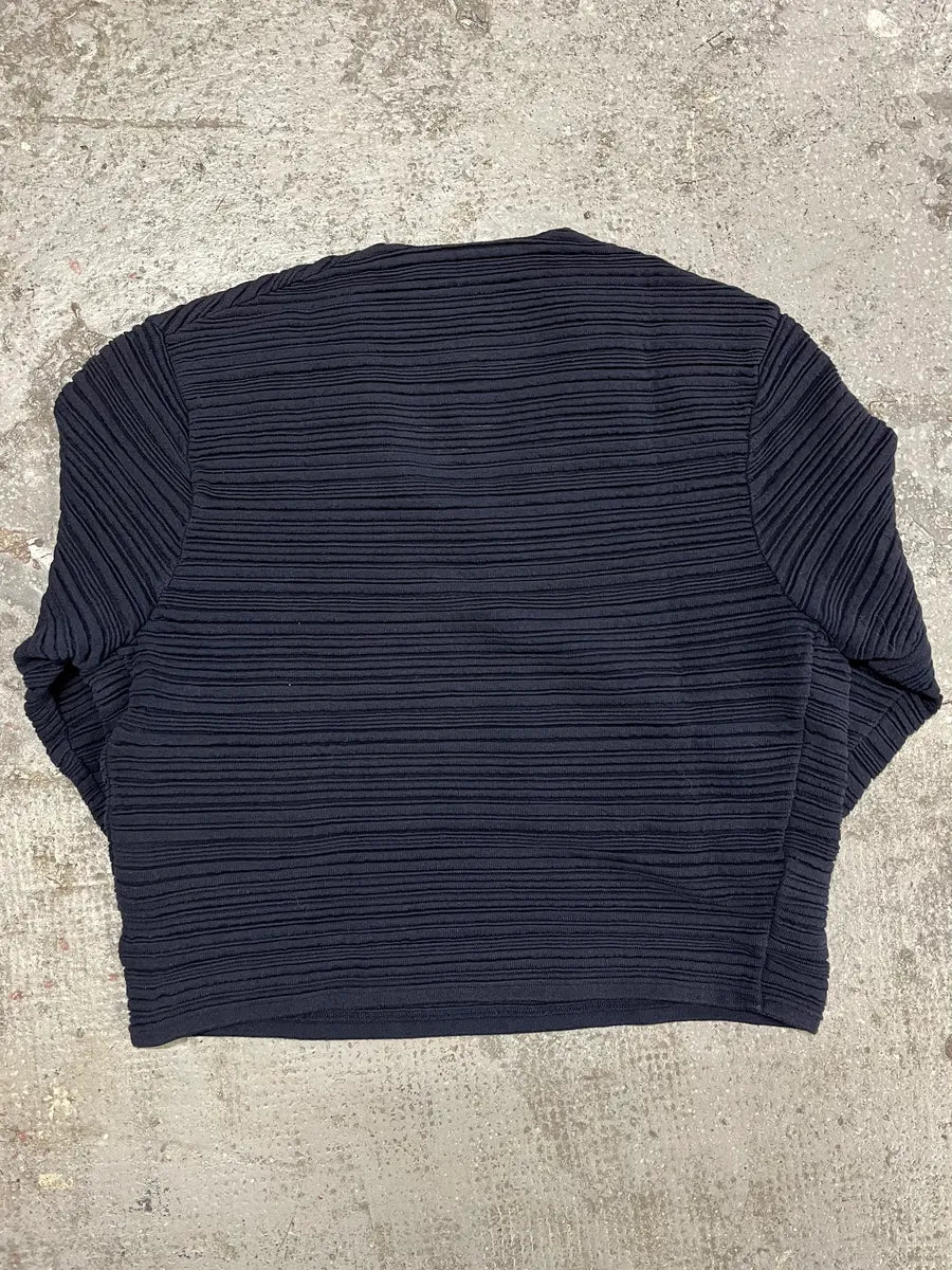 SS2011 Balenciaga Plissed Navy V Top (S) 1