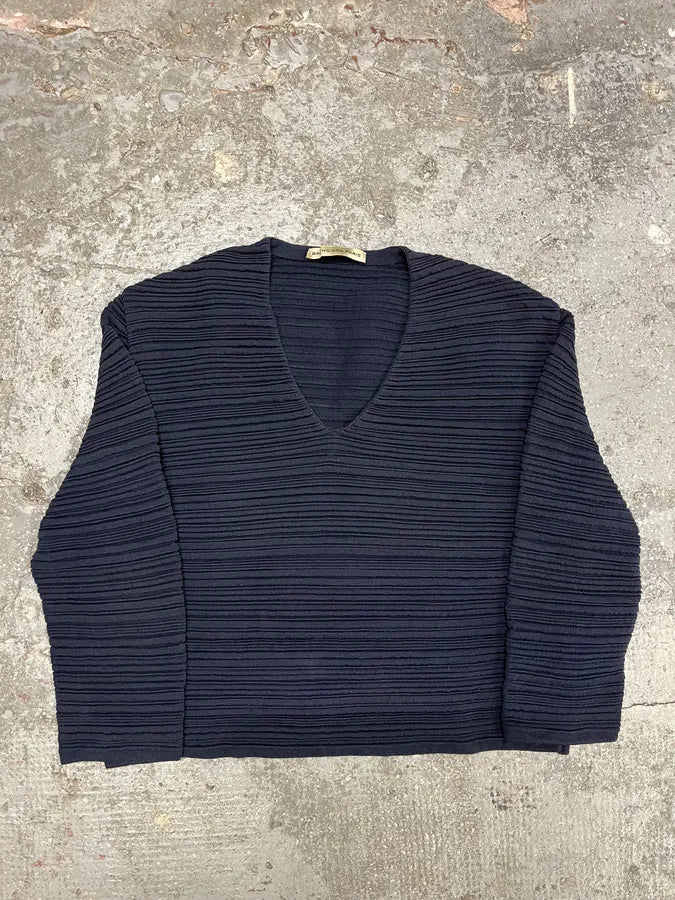 SS2011 Balenciaga Plissed Navy V Top (S) 2