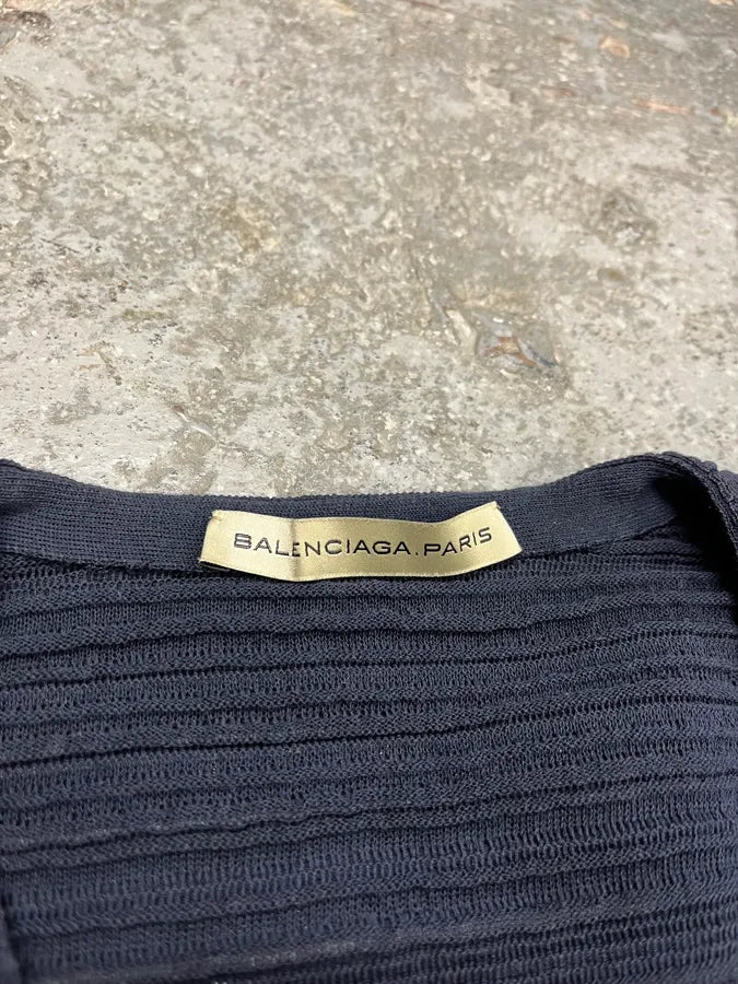 SS2011 Balenciaga Plissed Navy V Top (S) 5