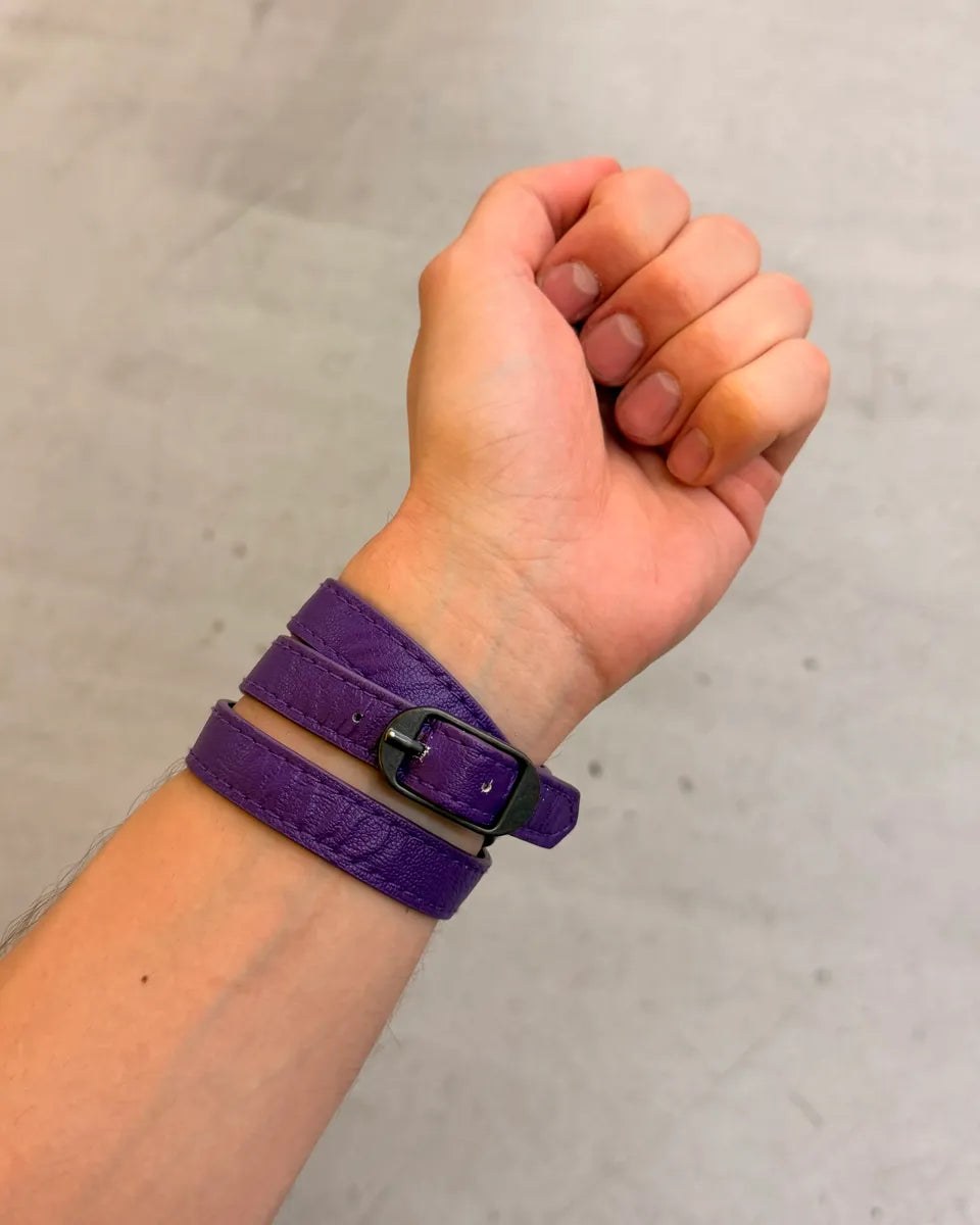 Balenciaga Purple Studded Leather Buckle Armband Bracelet IbBggHK 1