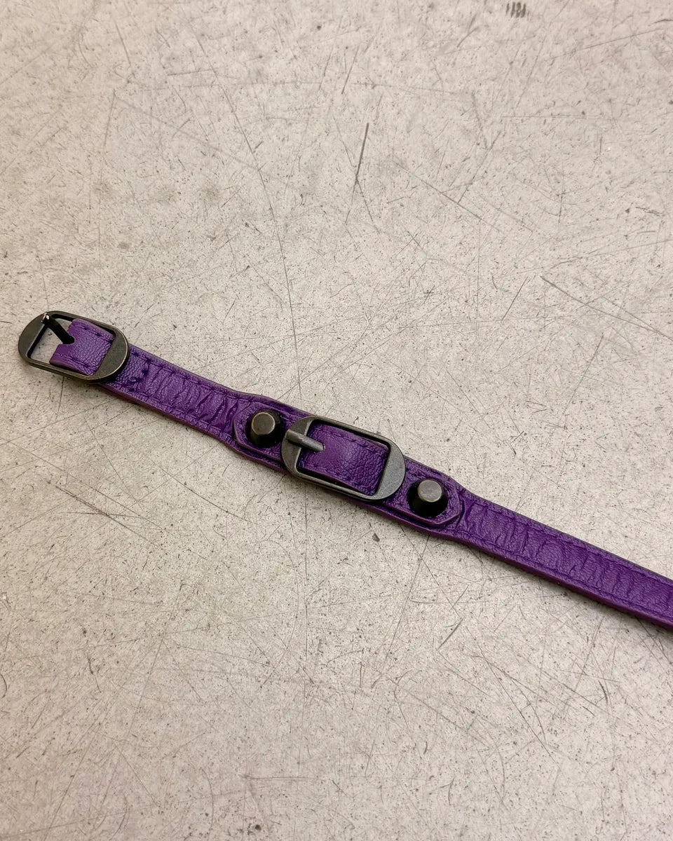 Balenciaga Purple Studded Leather Buckle Armband Bracelet IbBggHK 2