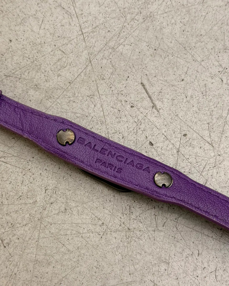 Balenciaga Purple Studded Leather Buckle Armband Bracelet IbBggHK 5