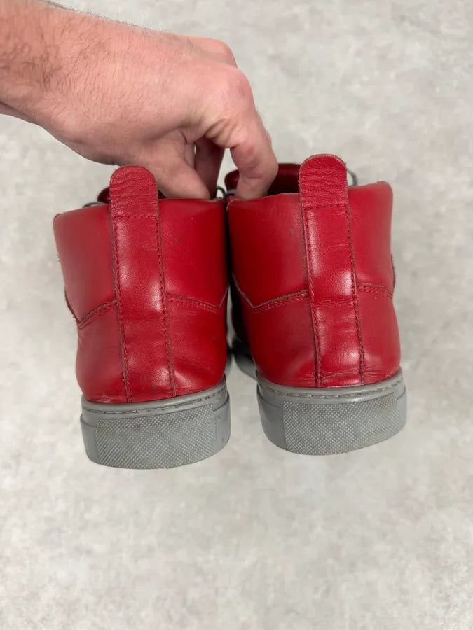 Balenciaga Red & Grey Arena High Sneakers PvSlzTW 7