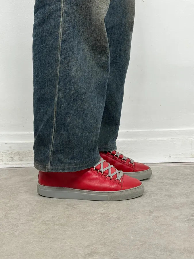 Balenciaga Red & Grey Arena High Sneakers PvSlzTW 2