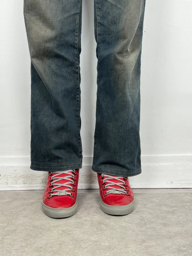 Balenciaga Red & Grey Arena High Sneakers PvSlzTW 1