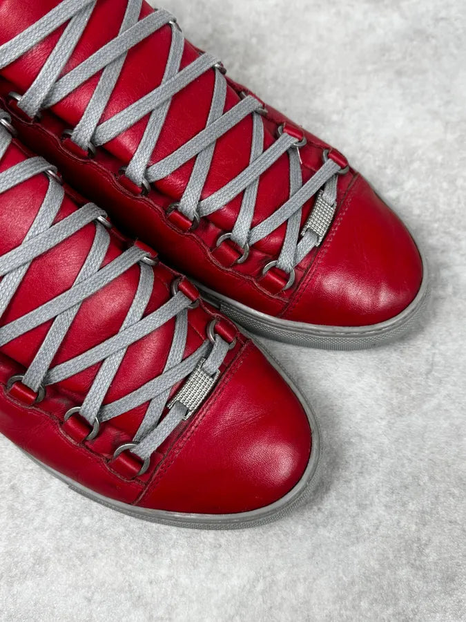 Balenciaga Red & Grey Arena High Sneakers PvSlzTW 6