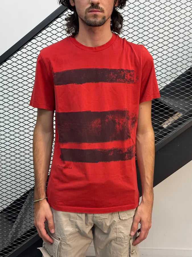 SS2015 Balenciaga Red Abstract Stripe T-Shirt xeAmrtR 1