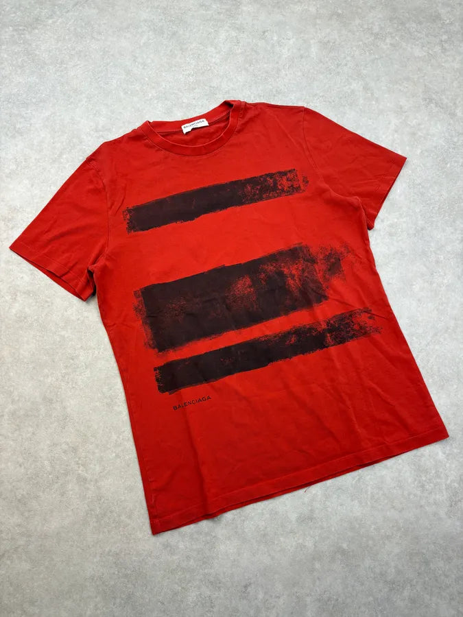 SS2015 Balenciaga Red Abstract Stripe T-Shirt xeAmrtR 3