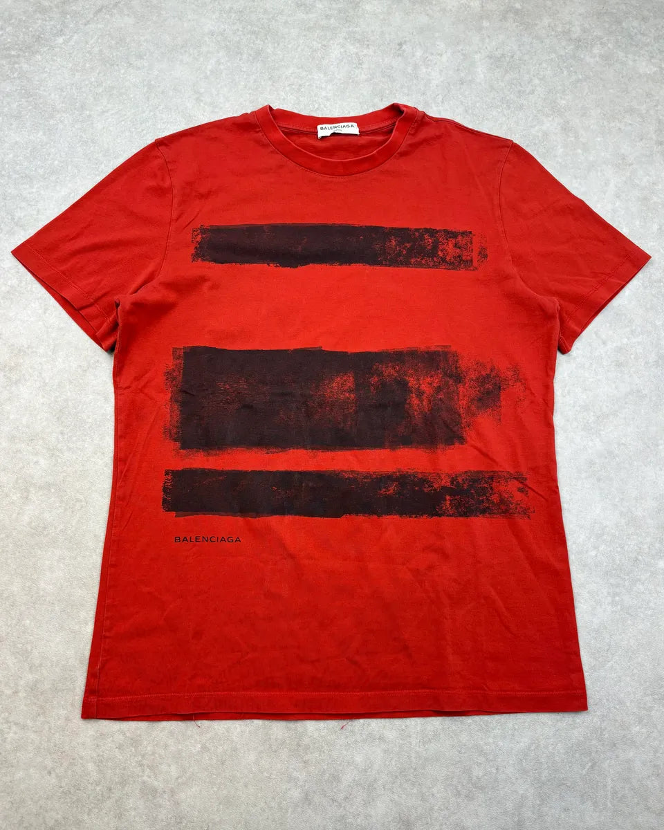 SS2015 Balenciaga Red Abstract Stripe T-Shirt xeAmrtR 0
