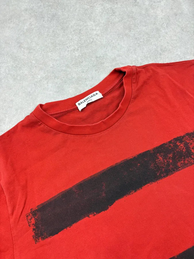 SS2015 Balenciaga Red Abstract Stripe T-Shirt xeAmrtR 4