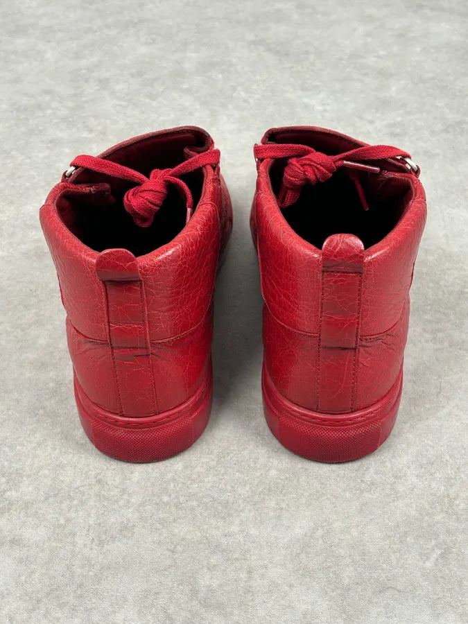 Balenciaga Red Cracked Leather Arena High Sneakers ntQwjOt 6